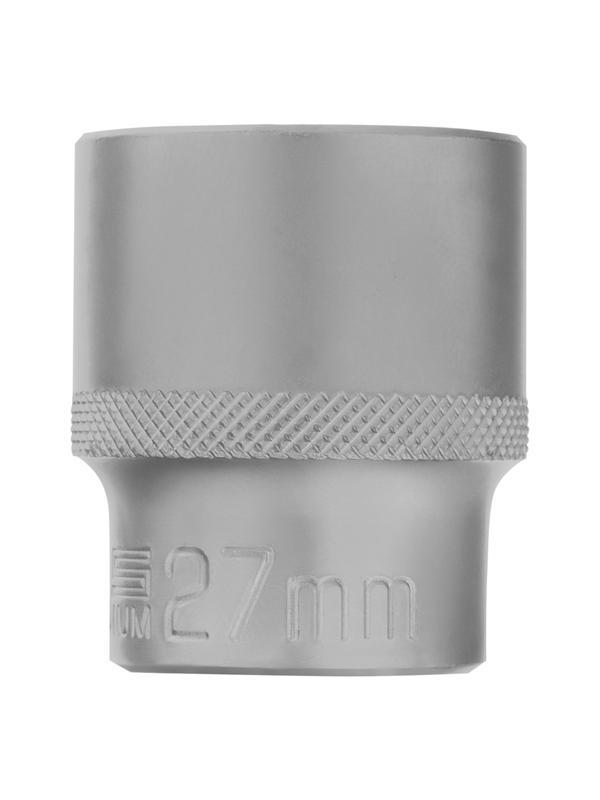 Головка торцевая, 27 мм, двенадцатигранная, CrV, под квадрат 1/2, хромированная Stels