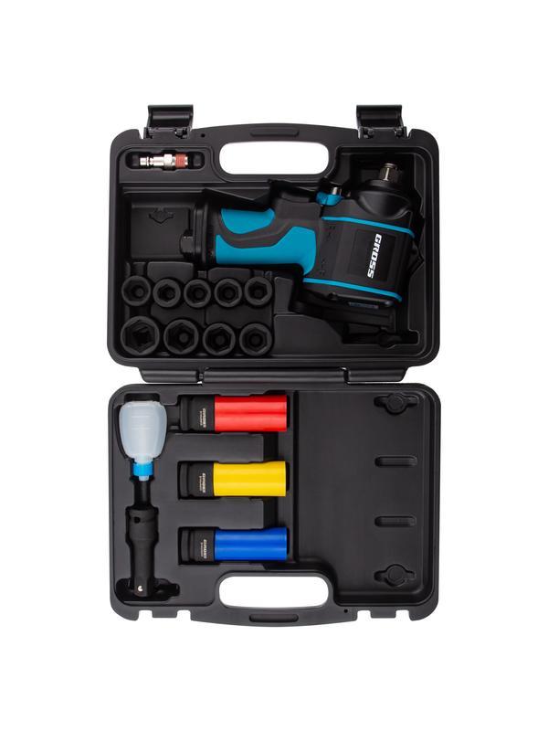 Гайковерт пневматический ударный G985K2, 1/2, 610Нм 9000 об/мин, с набором 17 предметов Gross