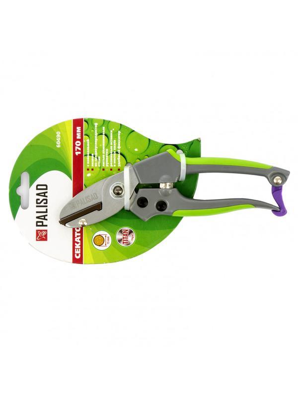 Секатор с наковальней, 170 мм, металлические обрезиненные рукоятки, Palisad