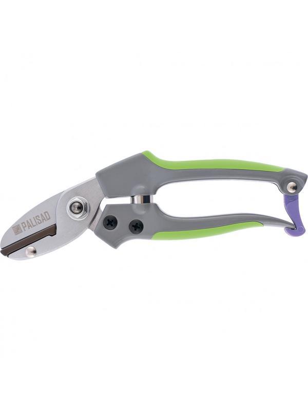 Секатор с наковальней, 170 мм, металлические обрезиненные рукоятки, Palisad