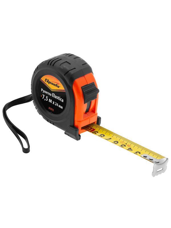 Рулетка Elastica,7,5 м х 24 мм,обрезиненный корпус Sparta