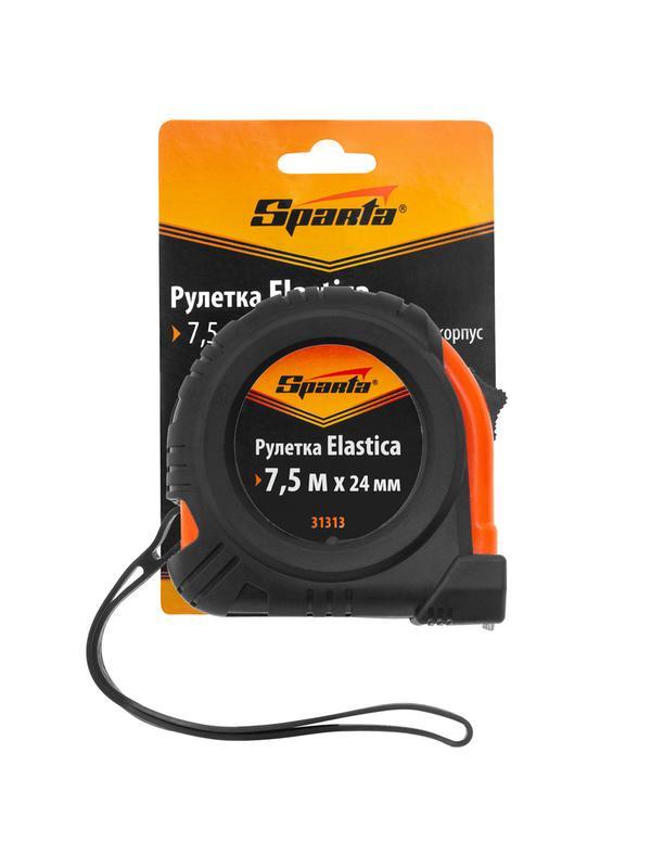 Рулетка Elastica,7,5 м х 24 мм,обрезиненный корпус Sparta