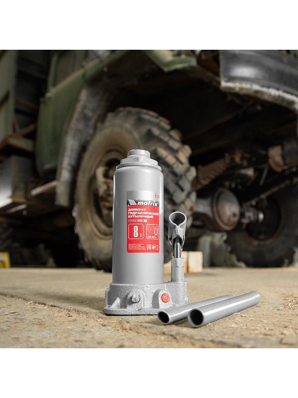 Домкрат гидравлический бутылочный, 8 т, высота подъема 230-457 мм Matrix