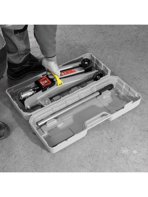 Домкрат гидравлический подкатной, 2 т, высота подъема 135-385 мм, в пластиковый кейсе Matrix