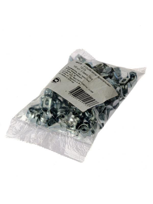 Скоба металлическая однолапковая, 12 мм, 100 шт Сибртех