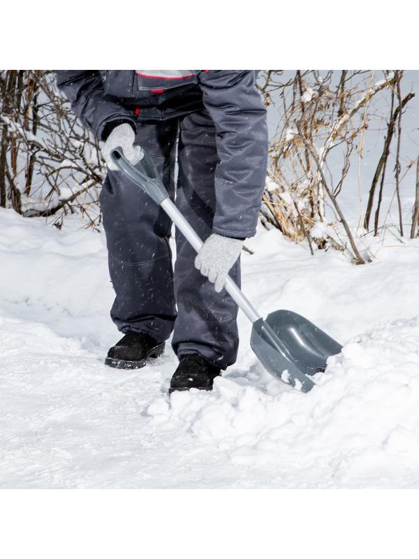 Лопата для уборки снега пластиковая, 270 х 310 х 890 мм, стальной черенок, алюминиевая планка, Palisad