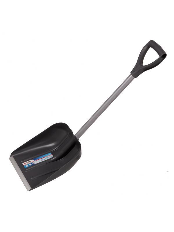 Лопата для уборки снега пластиковая, 270 х 310 х 890 мм, стальной черенок, алюминиевая планка, Palisad