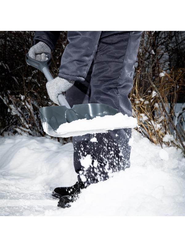 Лопата для уборки снега пластиковая, 270 х 310 х 890 мм, стальной черенок, алюминиевая планка, Palisad