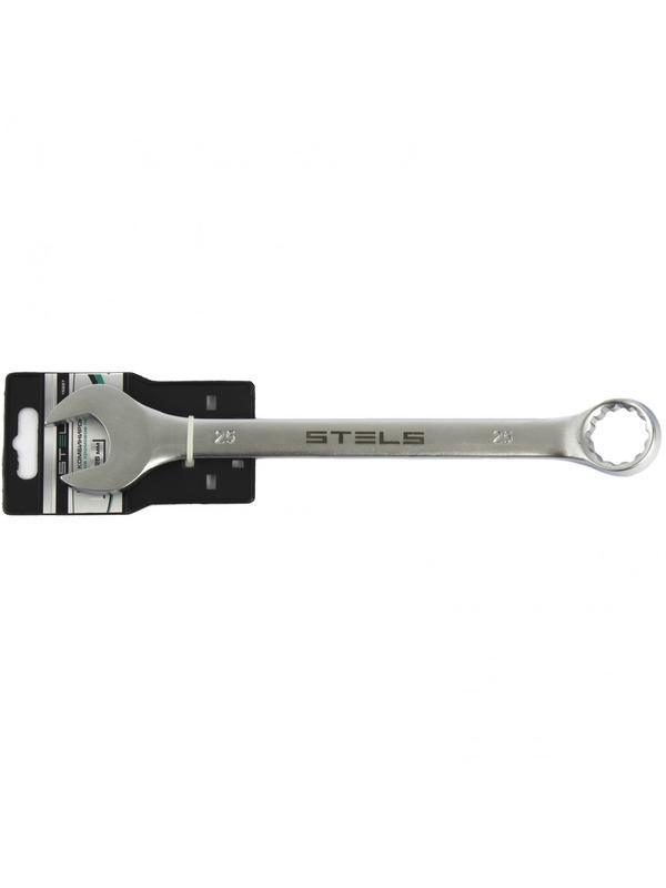 Ключ комбинированный, 25 мм, CrV, матовый хром Stels