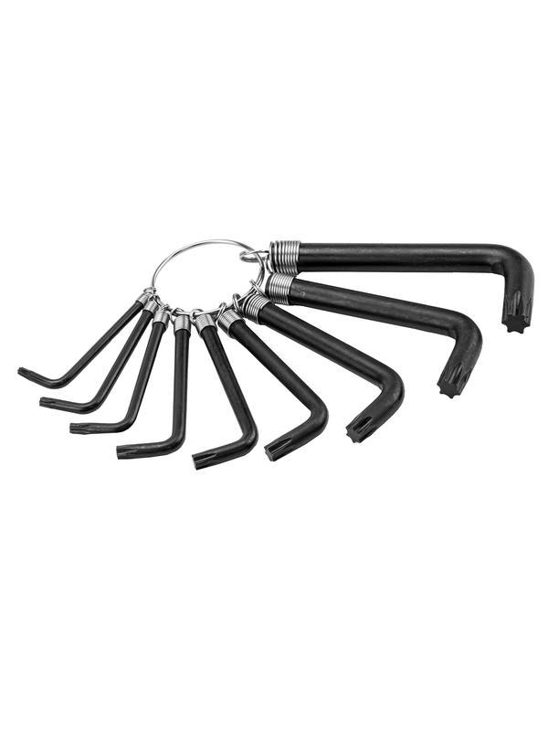 Набор ключей имбусовых Torx 9 шт: T10, 15, 20, 25, 27, 30, 40, 45, 50, оксидированные, на кольце Sparta