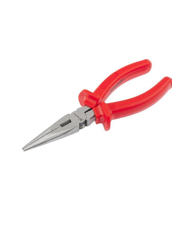 Длинногубцы прямые Econom, 160 мм, шлифованные, пластмассовые рукоятки Matrix