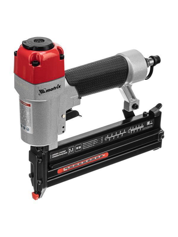 Нейлер-степлер пневматический 2 в 1, гвозди 18GA длина 10-50 мм, скобы 18GA длина 13-40 мм Matrix
