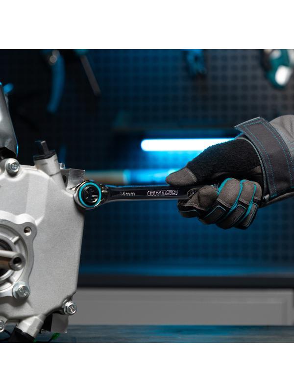 Набор ключей накидных с трещоткой, 8-19 мм, 2 шт, многоразмерные, реверсивные, CrV Gross