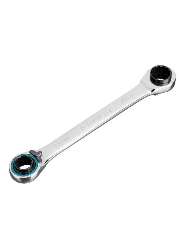 Набор ключей накидных с трещоткой, 8-19 мм, 2 шт, многоразмерные, реверсивные, CrV Gross