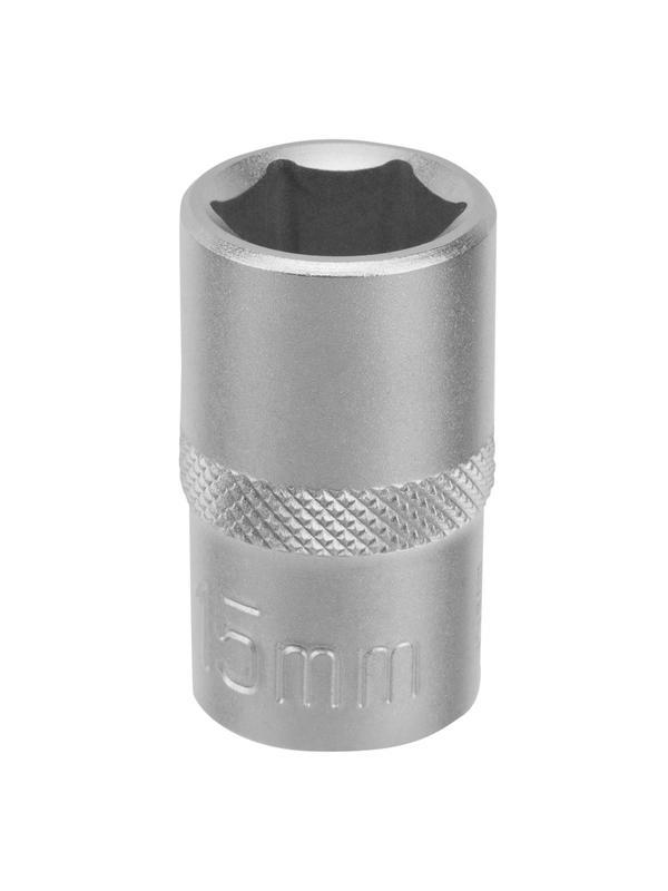 Головка торцевая, 15 мм, шестигранная, CrV, под квадрат 1/2 Stels