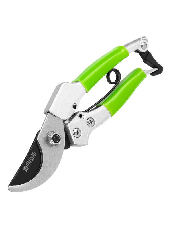 Секатор прямого реза, 180 мм, металлические обрезиненные рукоятки, Palisad