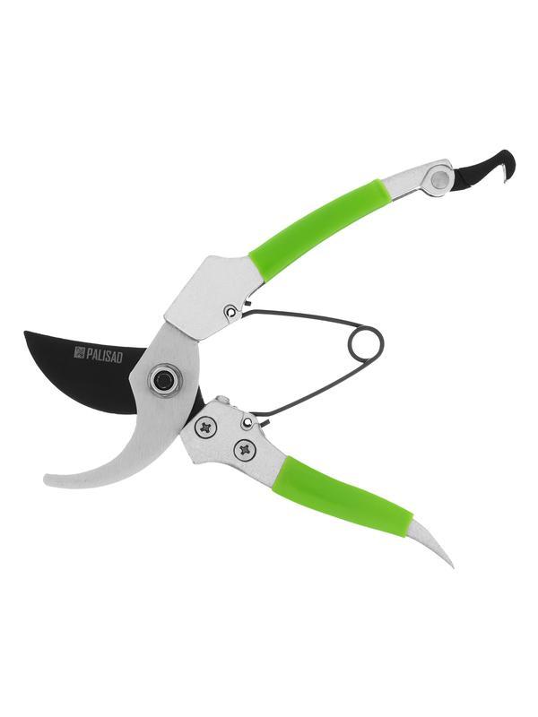 Секатор прямого реза, 180 мм, металлические обрезиненные рукоятки, Palisad