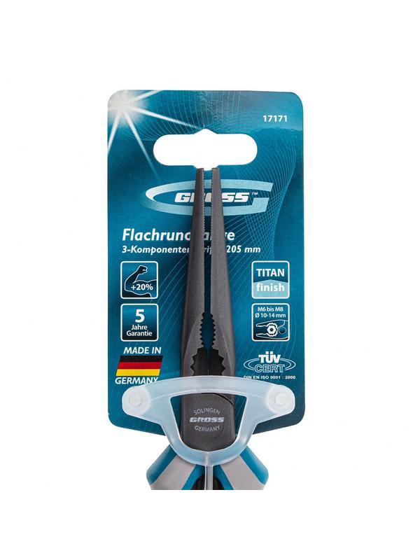 Длинногубцы прямые 205 мм, трехкомпонентные рукоятки Gross