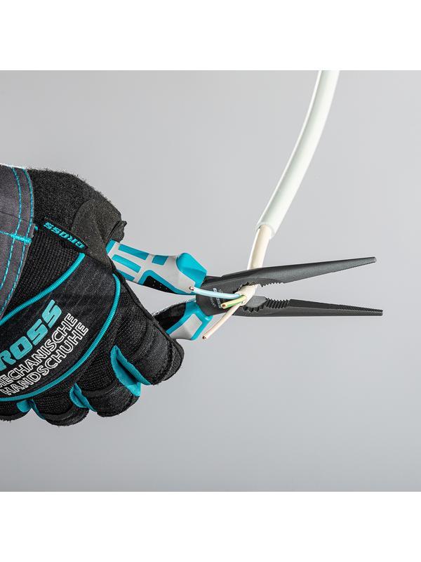 Длинногубцы прямые 205 мм, трехкомпонентные рукоятки Gross