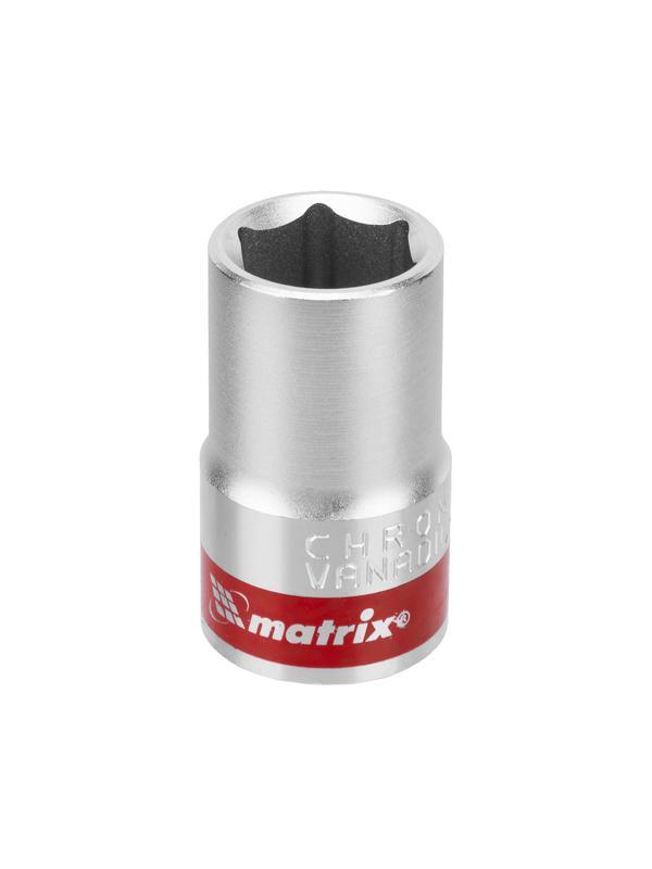 Головка торцевая, 14 мм, шестигранная, CrV, под квадрат 1/2, хромированная Matrix