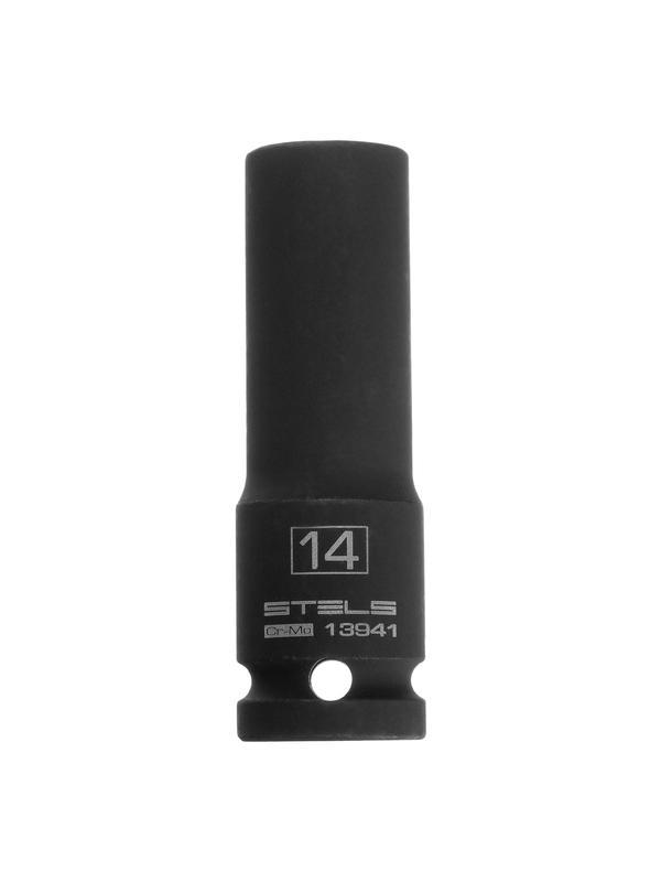 Головка ударная удлиненная шестигранная, 14 мм, 1/2, CrMo Stels