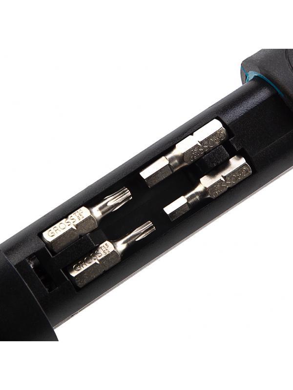 Отвертка реверсивная с револьверным механизмом, 11 шт, сталь S2 Gross