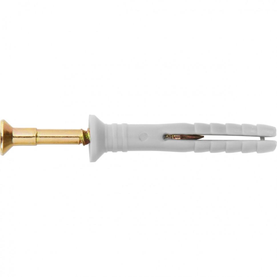 Дюбель-гвоздь полипропиленовый с потайным бортиком 6 х 60 мм, 200 шт Сибртех