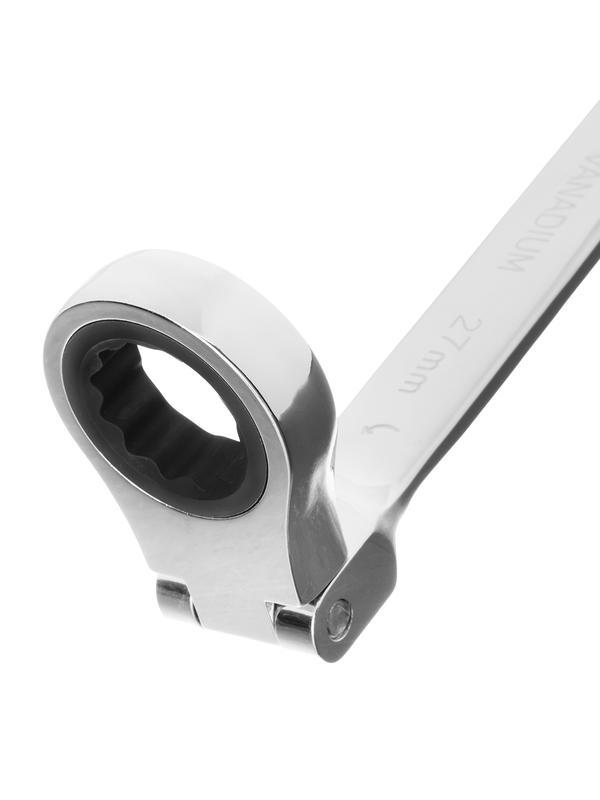 Ключ комбинированный трещоточный, 27 мм, CrV, шарнирный, зеркальный хром Matrix