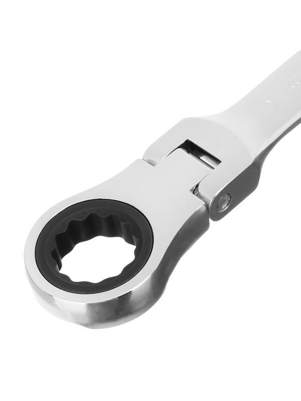 Ключ комбинированный трещоточный, 27 мм, CrV, шарнирный, зеркальный хром Matrix