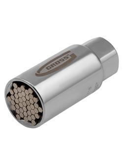 Головка торцевая многоразмерная, CrV, 6-21 мм, под квадрат 3/8, CrV, хромированная Gross