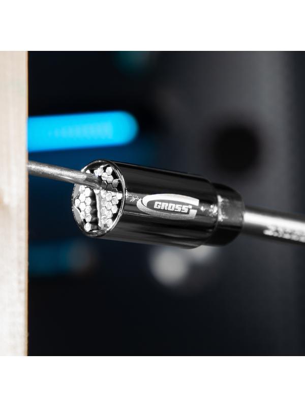 Головка торцевая многоразмерная, CrV, 6-21 мм, под квадрат 3/8, CrV, хромированная Gross