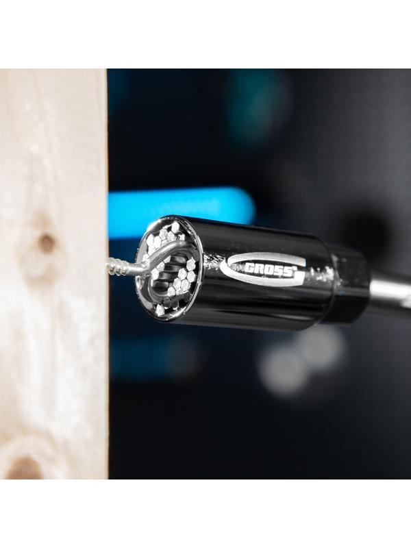 Головка торцевая многоразмерная, CrV, 6-21 мм, под квадрат 3/8, CrV, хромированная Gross