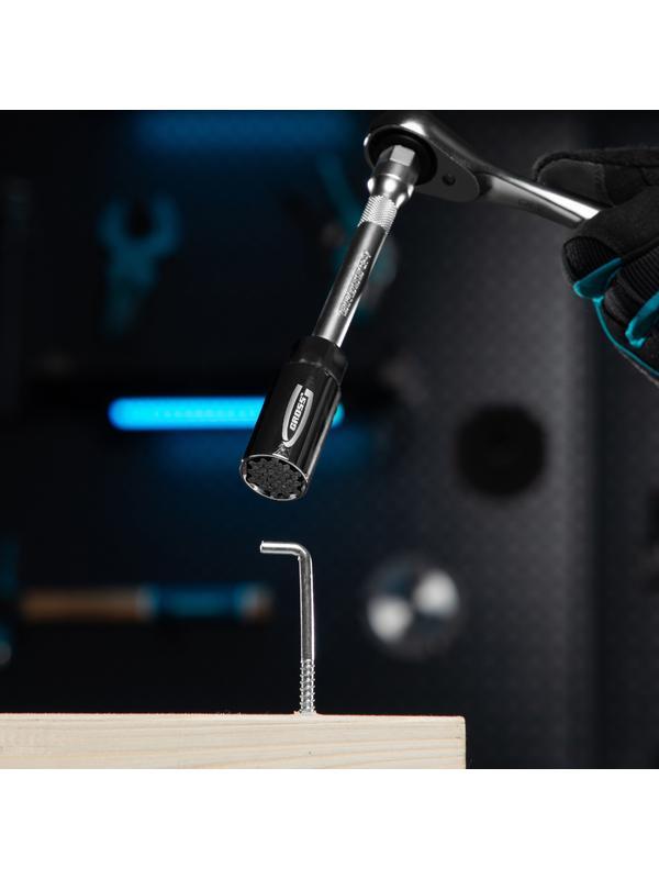 Головка торцевая многоразмерная, CrV, 6-21 мм, под квадрат 3/8, CrV, хромированная Gross