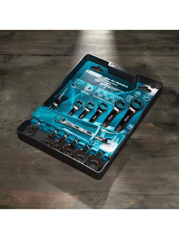 Набор ключей комбинированных с трещоткой, 8-19 мм, 7 шт, CrV Gross