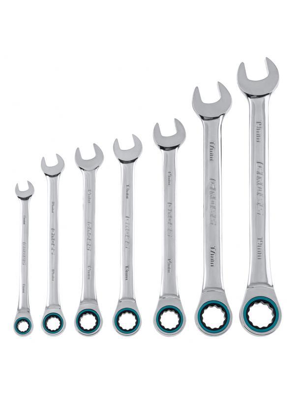 Набор ключей комбинированных с трещоткой, 8-19 мм, 7 шт, CrV Gross