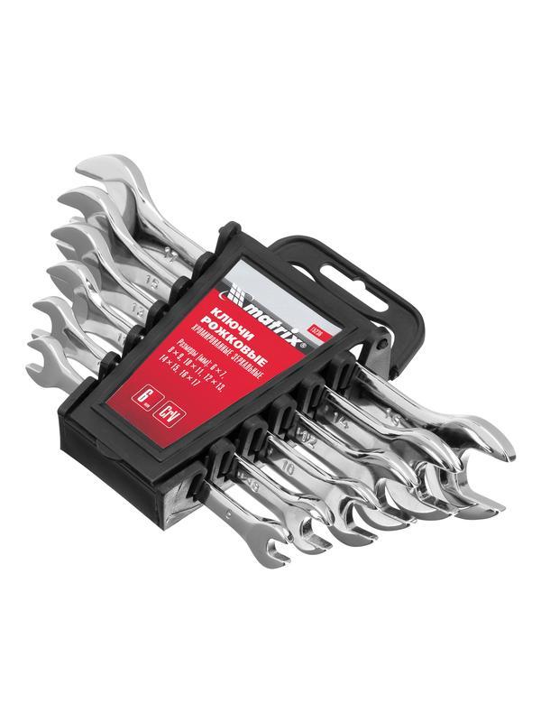 Набор ключей рожковых 6 шт, 6-17 мм, CrV, Elliptical, зеркальное хромирование Matrix