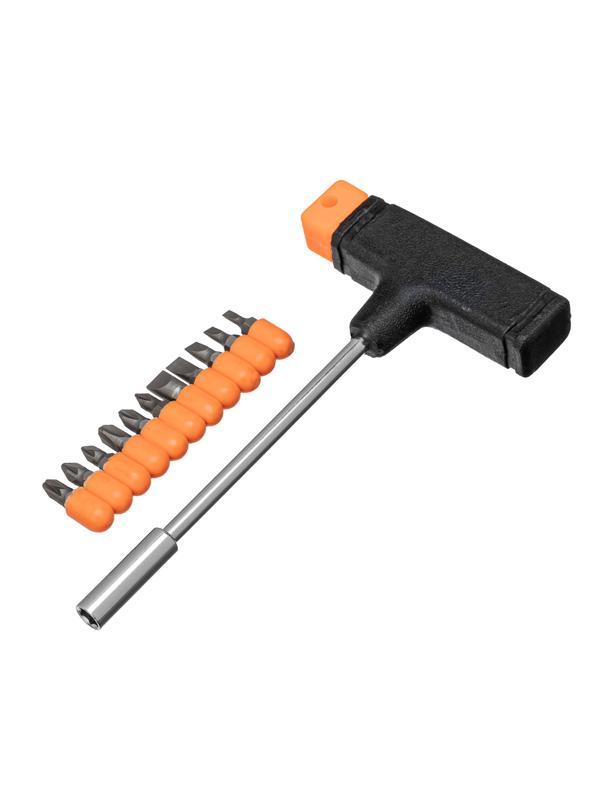 Отвертка с Т-образной ручкой, набор бит, 11 шт, Sparta