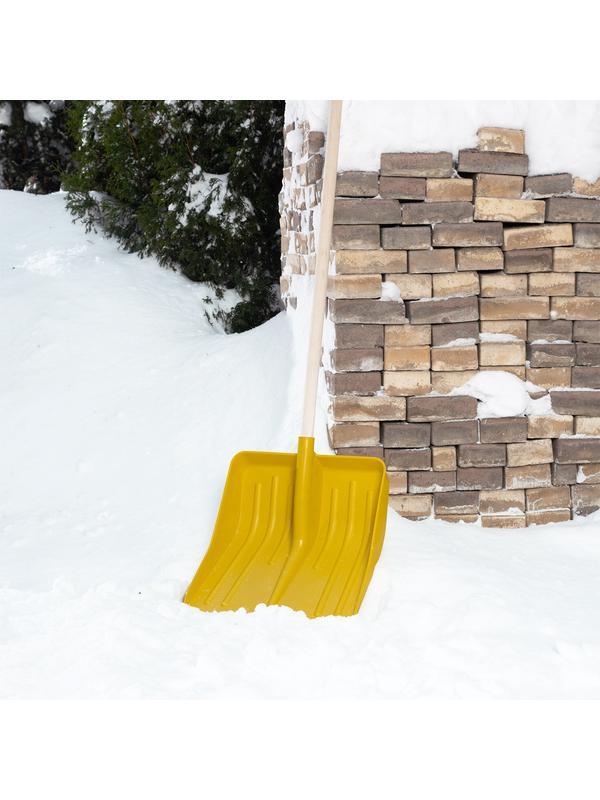 Лопата для уборки снега пластиковая, желтая, 420 х 425 мм, без черенка, Россия, Сибртех