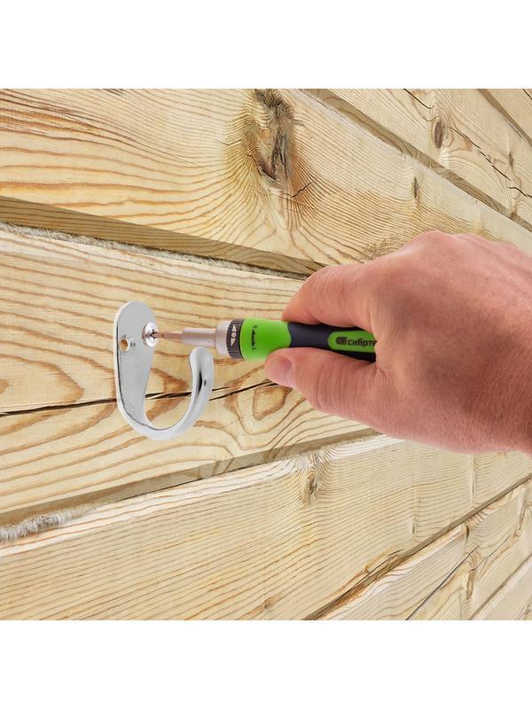 Отвертки реверсивные с набором бит, торцевых головок, 61 предмет, CrV Сибртех