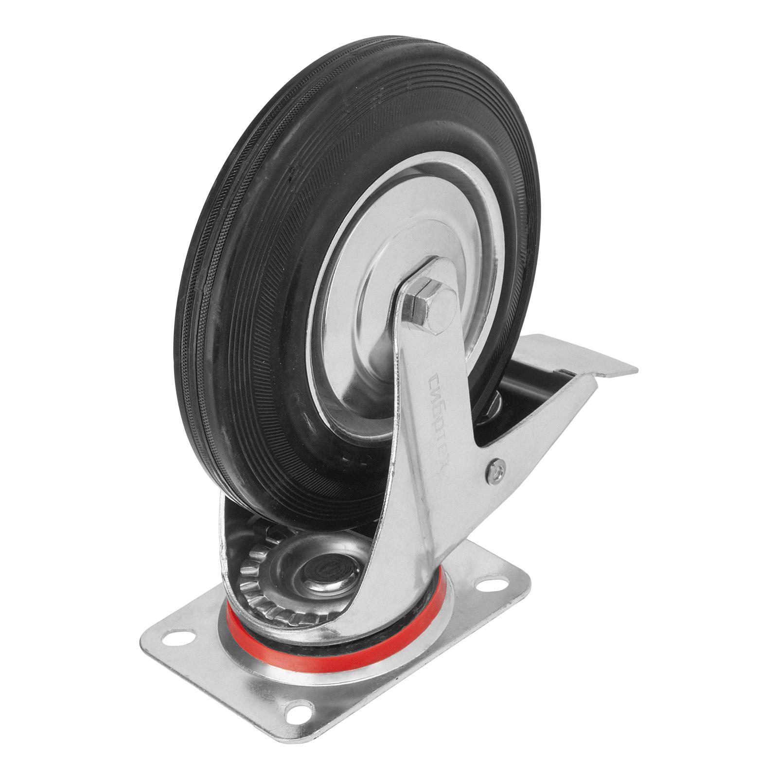 Колесо поворотное с тормозом D 200 мм, крепление  платформенное Сибртех