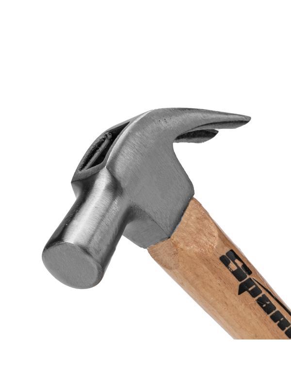 Молоток-гвоздодер, 225 г, боек 22 мм, деревянная рукоятка Sparta