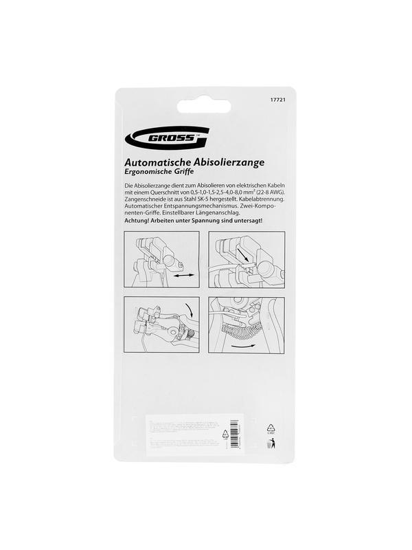 Щипцы для зачистки электропроводов 0.5, 1.0, 1.5, 2.5, 4.0, 8.0 мм/кв (8-22AWG), лезвие SK5 Gross
