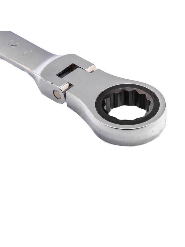 Ключ комбинированный трещоточный, 32 мм, CrV, шарнирный, зеркальный хром Matrix