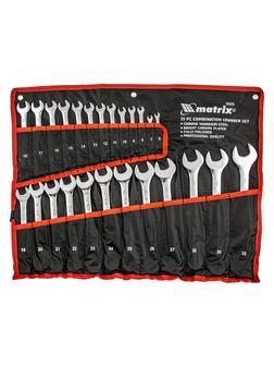 Набор ключей комбинированных, 6-32 мм, 25 шт, CrV, полированный хром Matrix