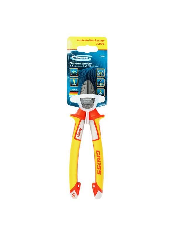 Бокорезы, диэлектрические рукоятки, до 1000 В, трехкомпонентные рукоятки, 180 мм Gross
