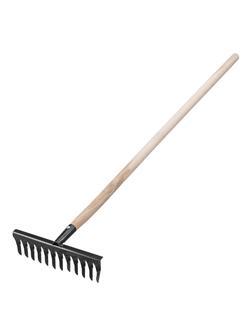 Грабли стальные, 300х1300 мм, 12 витых зубьев, деревянный черенок, Россия, Сибртех