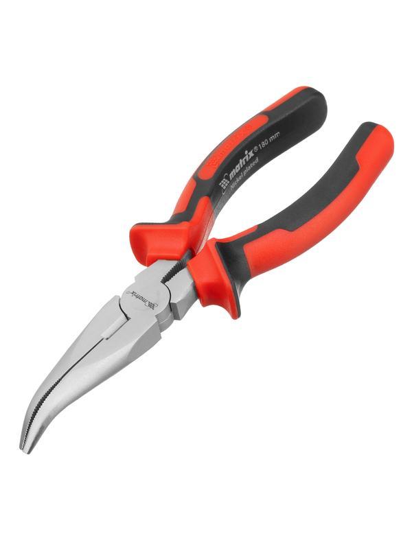 Длинногубцы изогнутые Nickel, 180 мм, никелированные, двухкомпонентные рукоятки Matrix