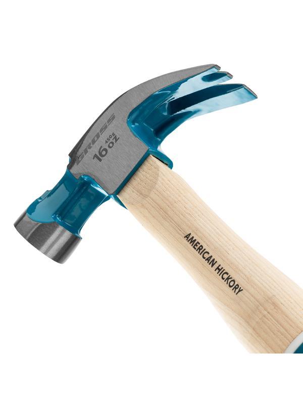 Молоток-гвоздодер, 450 г, угол 45, магнит, обрезиненная рукоятка American hickory GROSS
