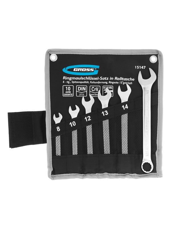 Набор ключей комбинированных 8-17 мм, 6 шт, CrV, холодный штамп Gross