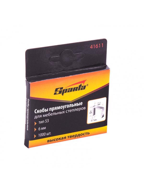 Скобы, 6 мм, для мебельного степлера, тип 53, 1000 шт, Sparta